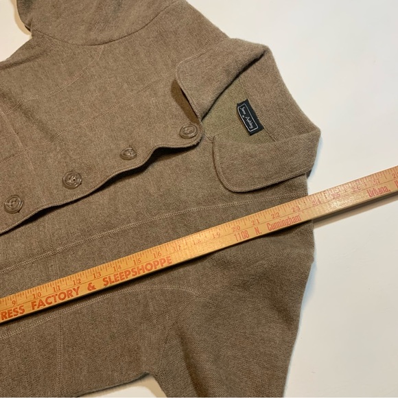 Women's Jane Ashley Medium Button Up Wool Sweater Cardigan Beige - Picture 8 of 9